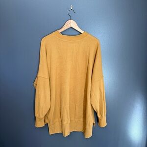 Aerie Women Golden Long Sleeve Thermal Knit Sweater Oversized Size Medium
